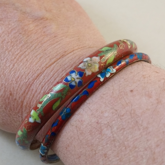 Colorful Cloisonné Bangle Set - Picture 6 of 16